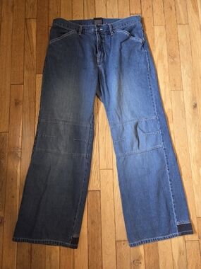 Wide-Leg Indigo Denim Jeans - Flare Panel Detail